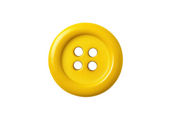 Fototapeta premium A yellow sewing button with four holes on a transparent background. Close up.