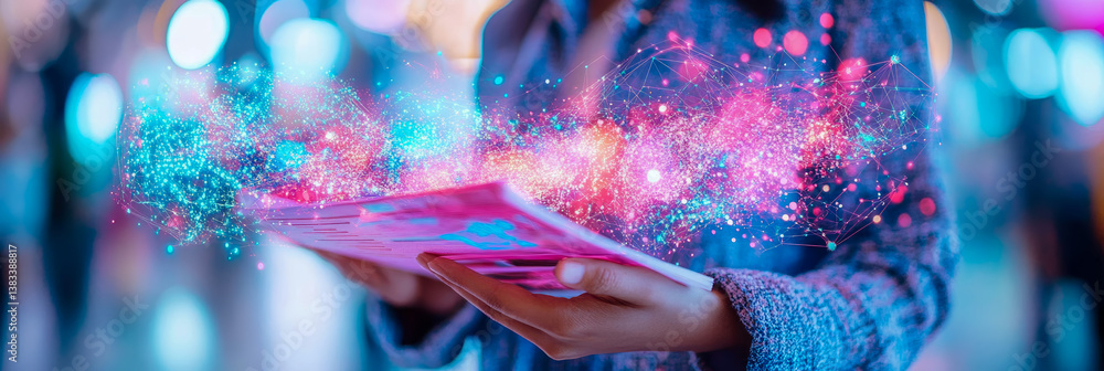 Poster digital dreamscape: concept of an interactive book, data visualization and connectivity