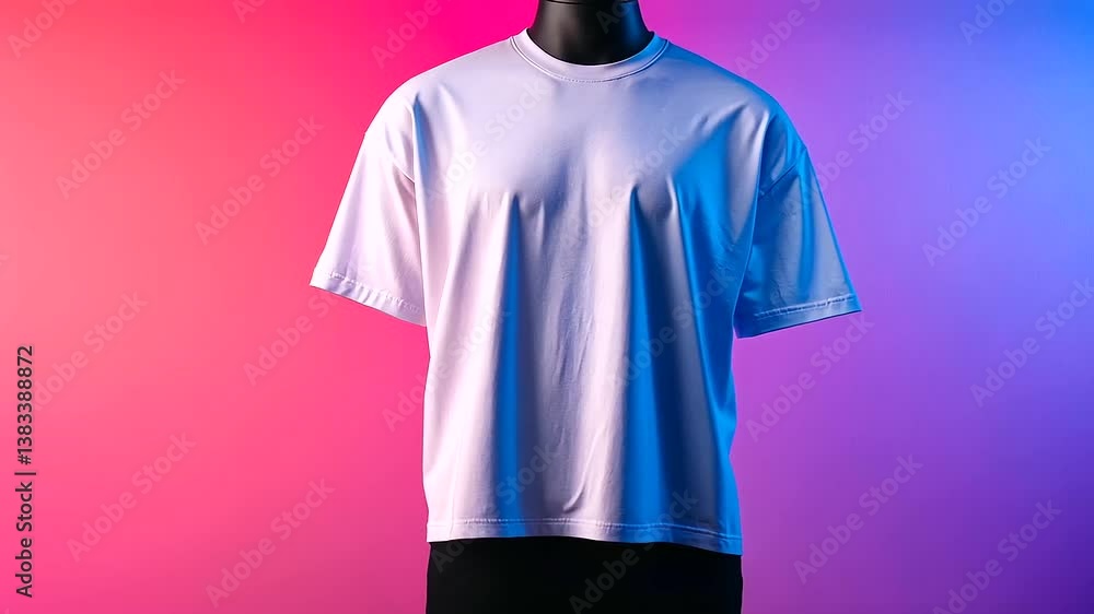 Poster a floating white t-shirt, showing both the front and back view side by side, presented on an invisib