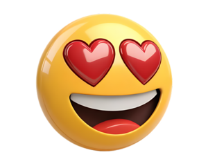 Smiling Face with Heart Eyes Emoji 3D Rendering