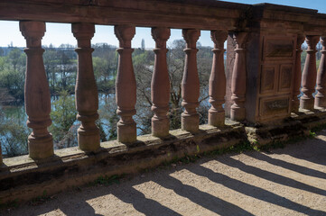 Old sandstone railing with columns