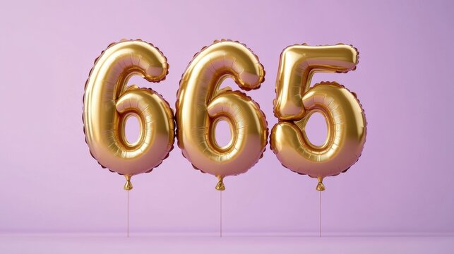 Golden Numbered Balloons Against a Soft Purple Background for Celebrations