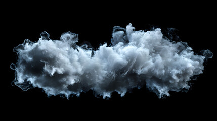 Realistic Volumetric Smoke Cloud Isolated on Black Background
