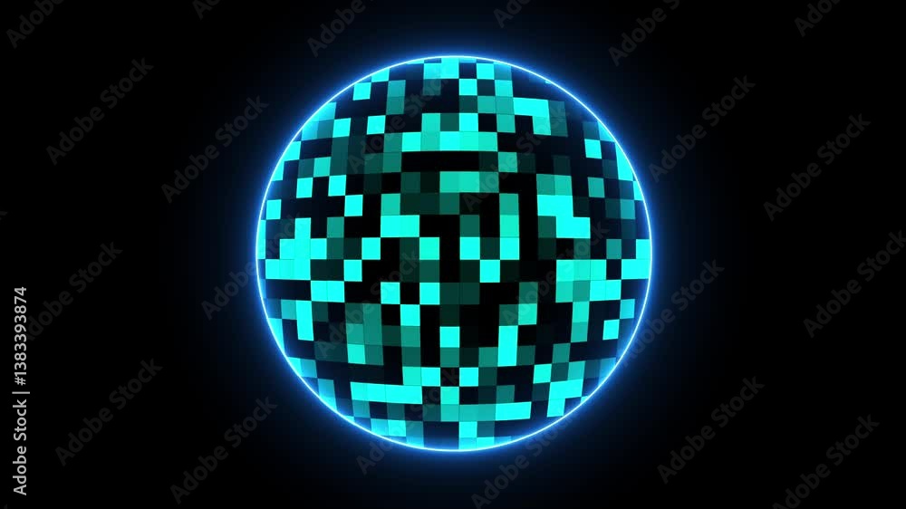 Poster abstract cubes. a geometric mosaic pattern in neon circle. abstract gray squares background - seamle