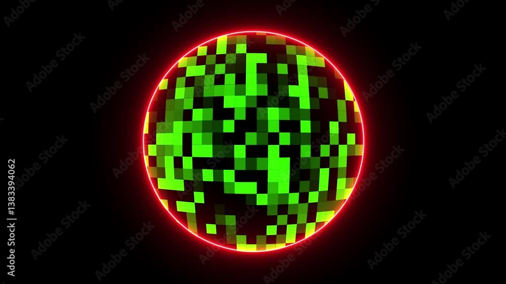 Poster abstract cubes. a geometric mosaic pattern in neon circle. abstract gray squares background - seamle