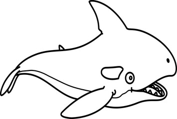 Hand drawn orca cartoon doodle outline
