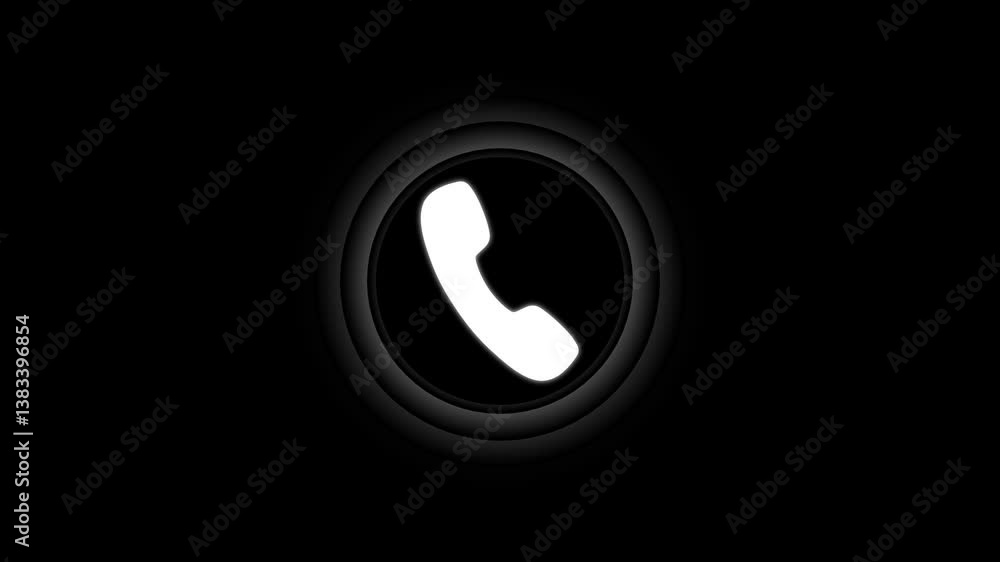 Poster incoming call ring icon animation on black background. phone ring sign of phone call icon. incoming 