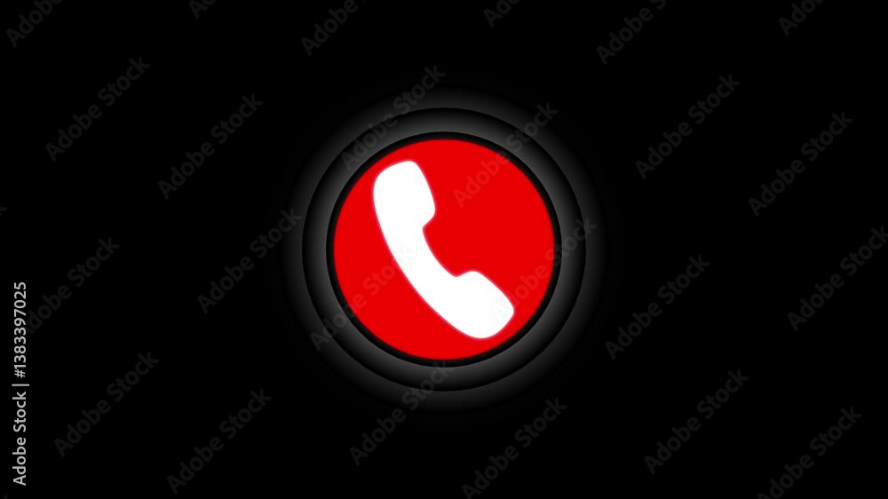 Poster incoming call ring icon animation on black background. phone ring sign of phone call icon. incoming 