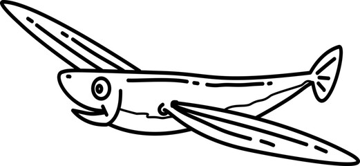 Hand drawn sea fish cartoon doodle outline