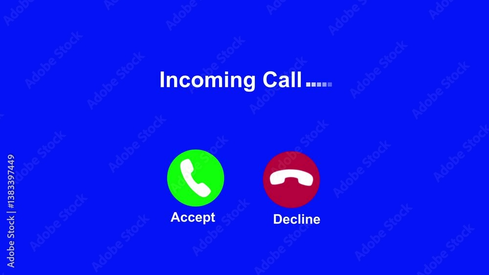 Poster animation of incoming call on blue background. incoming call mobile device. mobile call ringing anim