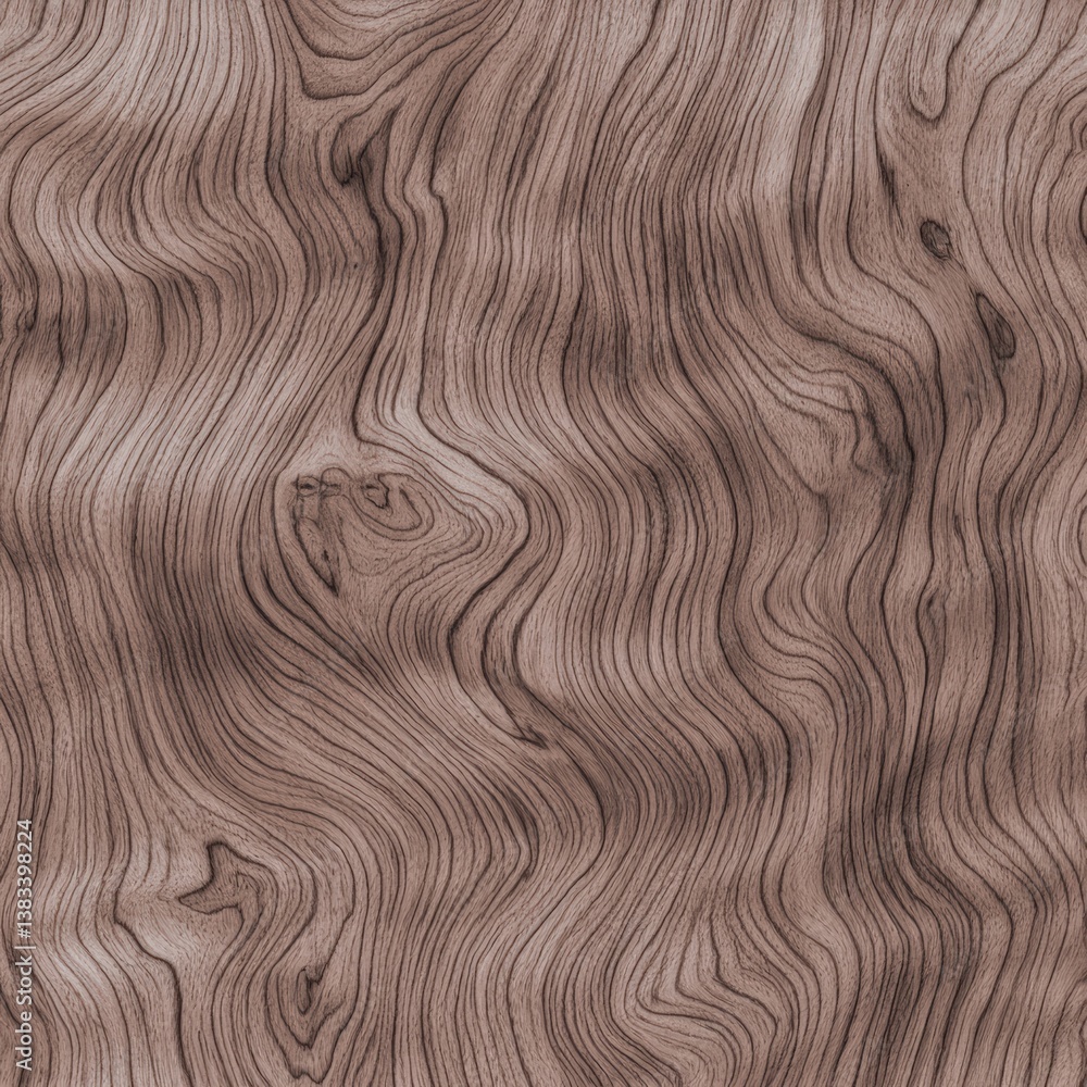 Poster close-up of exquisite reddish-brown wood grain texture with swirling lines and flowing color pattern