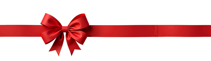 Close-up of a red ribbon tied in a bow - Transparent background