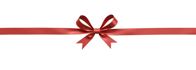 Close-up of a red ribbon tied in a bow - Transparent background