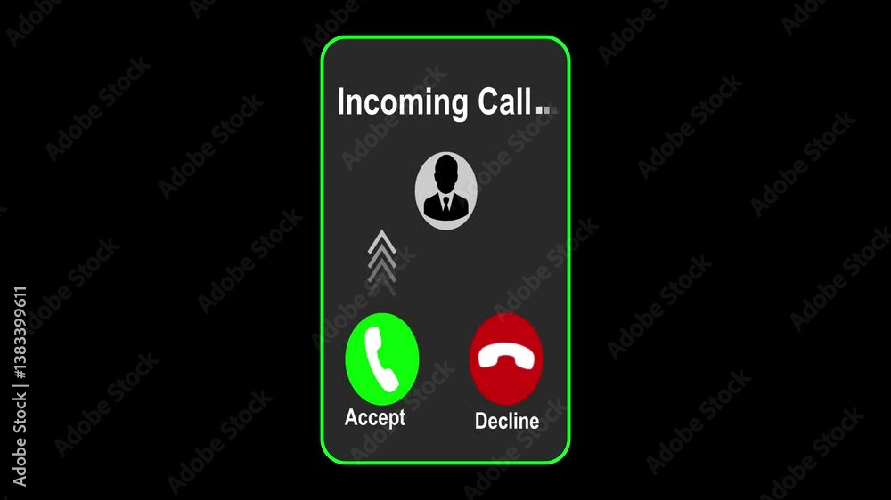 Poster mobile phone dial incoming call screen caller screen isolated on white screen animated accept and de