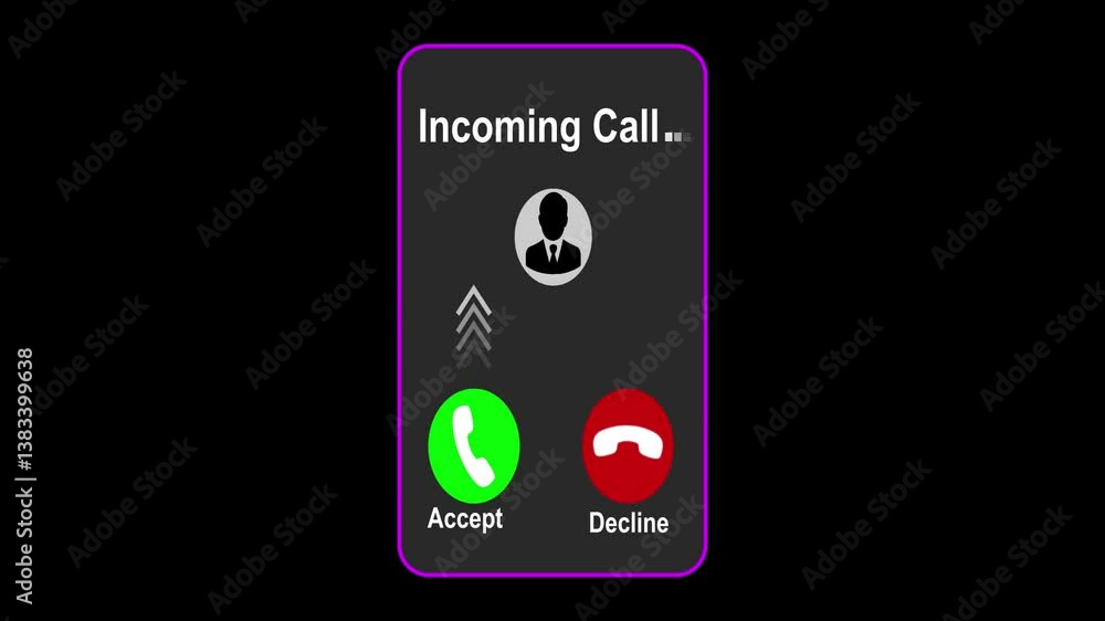 Poster mobile phone dial incoming call screen caller screen isolated on white screen animated accept and de