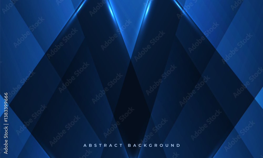 Poster Abstract blue background with geometric dynamic glowing lines and shapes. Modern trandy vector illustration for business, corporate, brochure, banner, cover or poster.