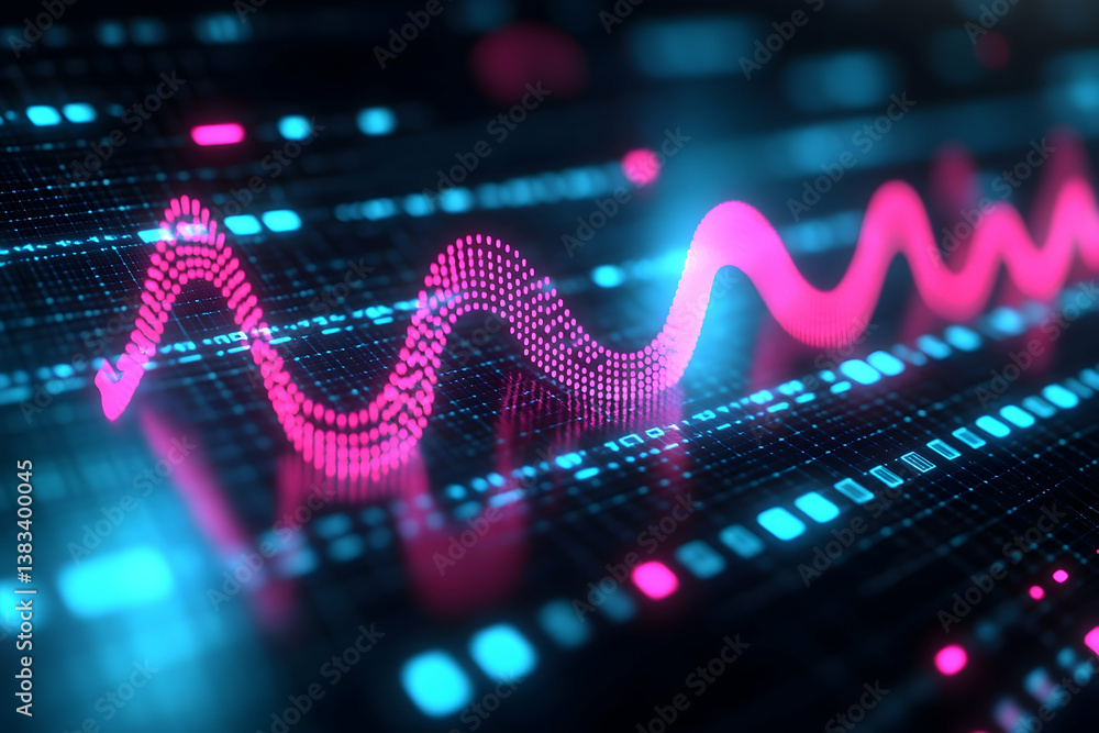 Aufkleber abstract depiction of a fluctuating waveform on a digital display