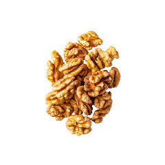 Obraz premium Pile of Shelled Walnuts Isolated on Transparent background