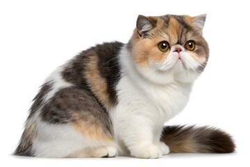 Adorable white Scottish Fold kitten, a small feline pet of the British Shorthair breed, sitting and looking cute