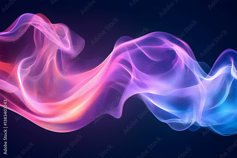 Aufkleber abstract flowing colorful light waves with smooth curves in dark space
