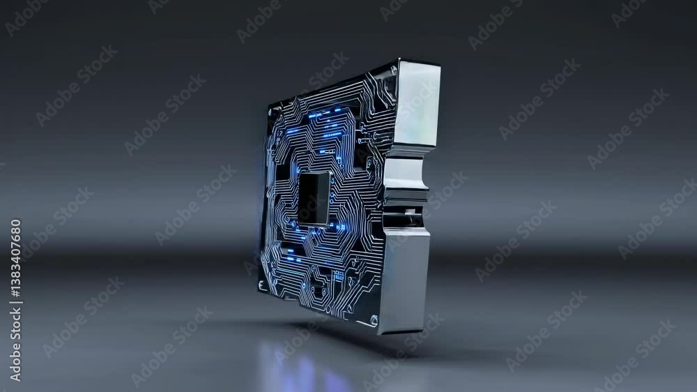 Poster modern graphics processing unit (gpu) with glowing circuitry, showcasing advanced computing power an