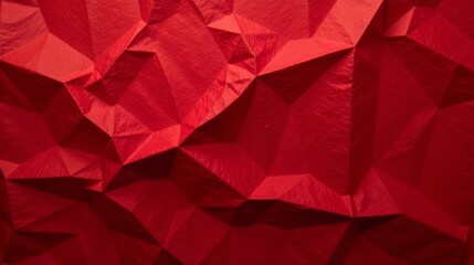 Intricate Crimson Geometric Texture A Deep Red Abstract Background of Folded Material with a Striking Polygonal Pattern