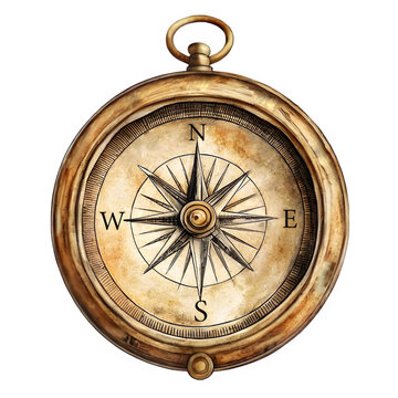 Vintage Transparent Brass Compass with Intricate Compass Rose for Navigation and Exploration
