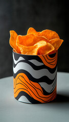 Gourmet chips packaging, modern and minimal.