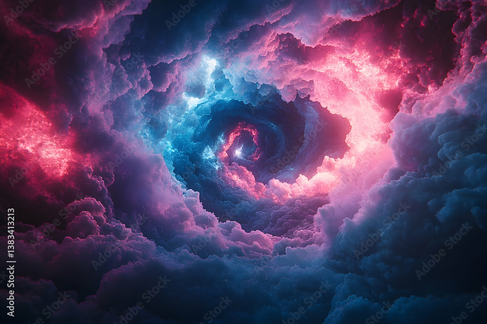 Poster a beautiful spiral of clouds with a colorful gradient light effect