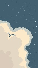 illustration of a silent night sky accompanied by thick clouds