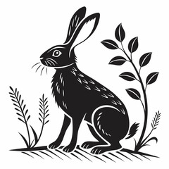 rabbit black silhouette icon vector