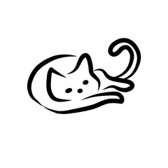 cat illustration with minimalist drawing style and thick lines