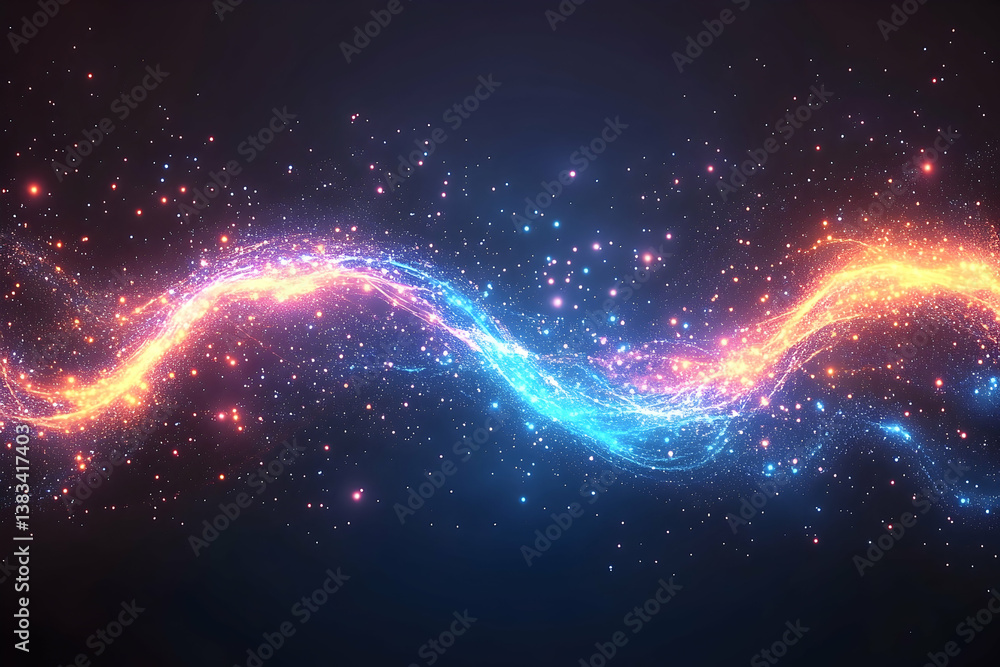 Poster a glowing abstract depiction of light and particle motion