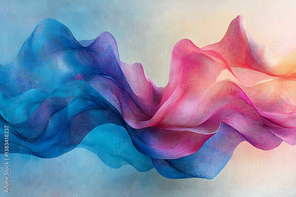 Aufkleber flowing abstract colorful artwork with fabric like forms and textures