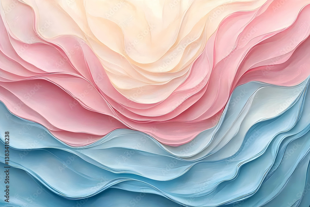 Poster colorful abstract waves with smooth gradients in a layered design