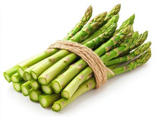 Fresh asparagus bundle ready for cooking or steaming at home