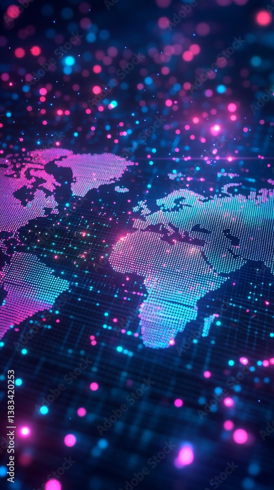 Poster futuristic dark gradient background with glowing elements for technology and innovation themes