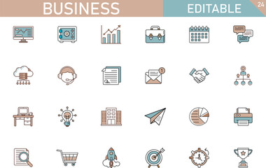 Editable Business Icons Finance, Marketing, Strategy, and Technology