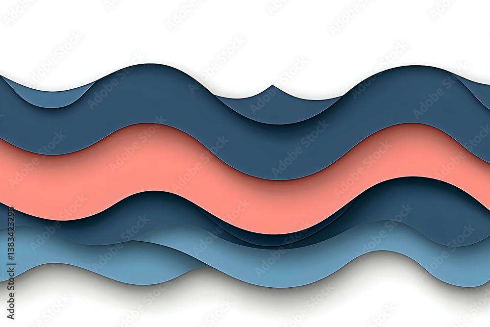 Poster abstract paper layered waves form a colorful and artistic composition