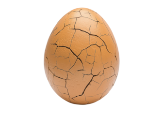 Cracked eggshell on transparent background. Concept of fragility, vulnerability, and potential.