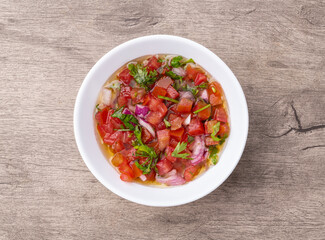 Vinagrete, typical brazilian sauce with tomato, onion, vinegar, olive oil and parsley