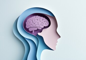 A man's silhouette in a 3D paper cut design features a tiny character within his head, representing life choices or mental health therapy ideas