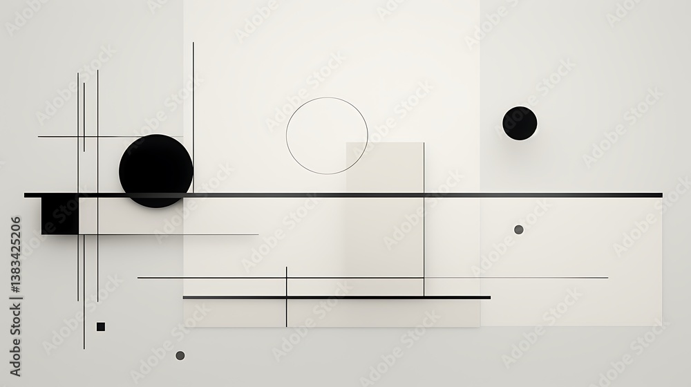 Poster abstract geometric composition: an artistic arrangement of geometric shapes, creating a minimalist v