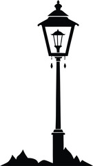 Snow-Covered Street Lamp Silhouette Vector for Winter Scenes and Urban Designs