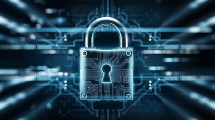 Padlock Security Circuit, High-Resolution Abstract, Cyber Protection, Data Safety, Network Security, Information Shield