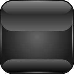 glossy black square button icon for mobile app 3d editable vector illustration	