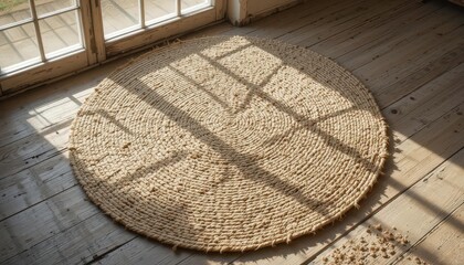  Woven Fiber Texture Sunlight Streaming Through Window, Earthy Natural, Relaxed and Casual Vibe