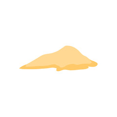 Cartoon pile of sand, sand dune in desert or at beach. Vector illustration.