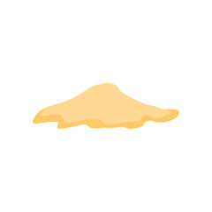 Cartoon pile of sand, sand dune in desert or at beach. Vector illustration.