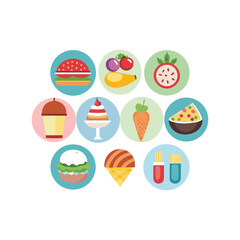 Food icon collection. Containing meal symbol vector illustration